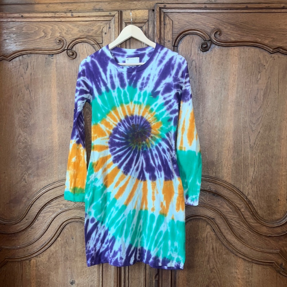 Mardi Gras Swirl Tie Die Dress Purple Green Gold